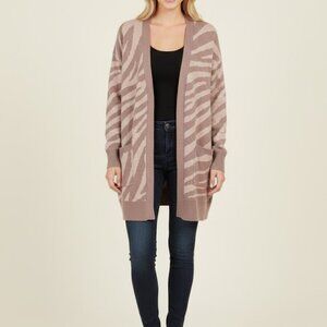 Cupcakes And Cashmere Josephine Animal Print Open Front Cardigan Size Small